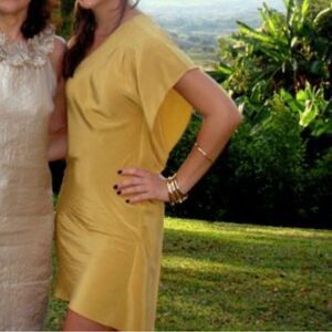 Madison Marcus Golden yellow Metallic 100% Silk Dress